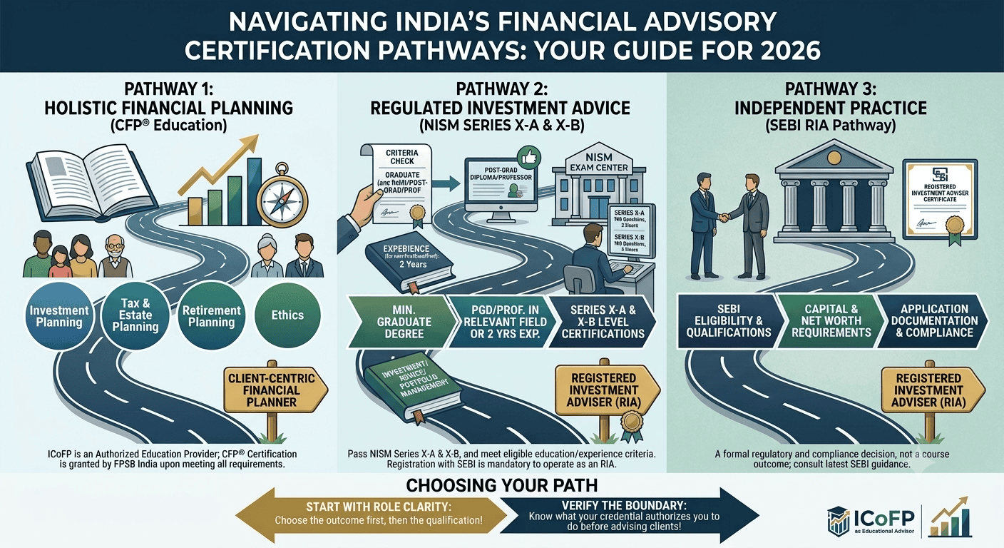 Financial Advisory Certification India: CFP®, NISM and SEBI RIA Guide 2026